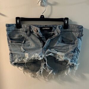 Express Light Blue Distressed Jean Shorts